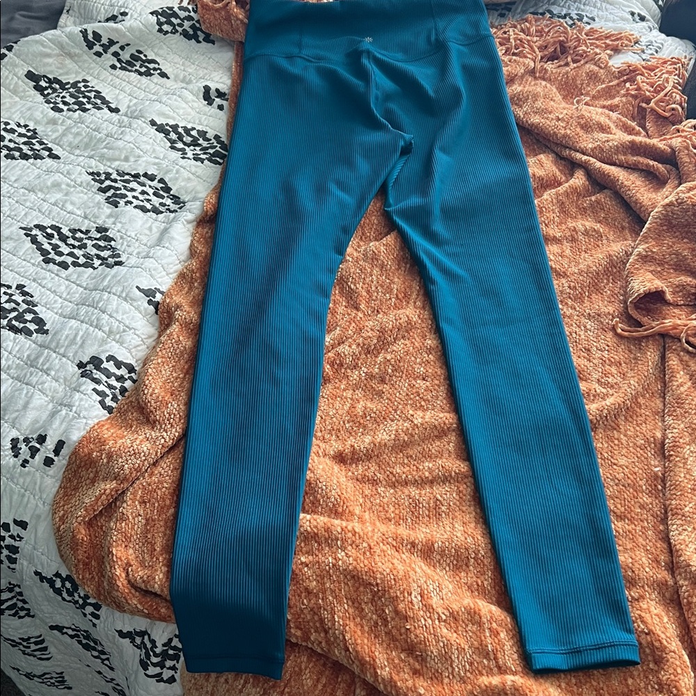 Athleta Coastal Teal Ribbed Leggings- M-TALL